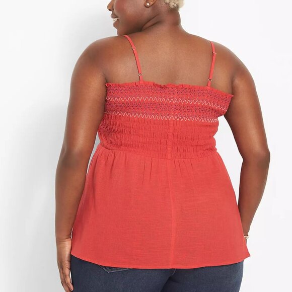 Torrid Classic Square-Neck Smocked Babydoll Tank - 18 - Picture 2 of 5